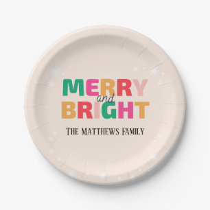 Creamy Merry And Bright Christmas  Paper Plate