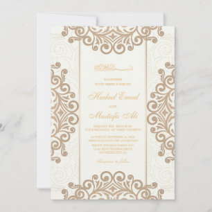 creamy nikah muslim wedding invitation