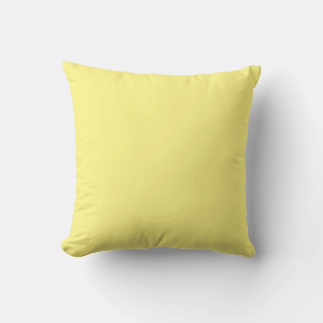 Creamy Pale Pastel Butter Yellow Solid Cushion (Front)