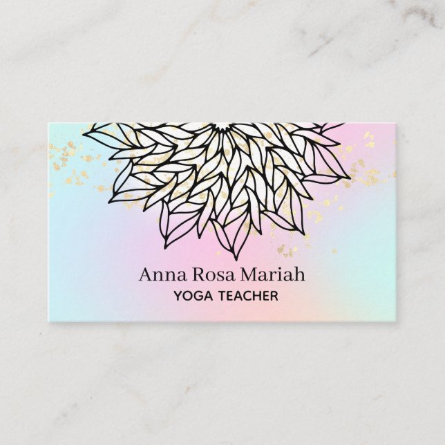 *~* Creamy Pastels Mandala Glitter Spiritual Yoga Business Card (Front)