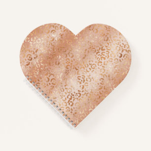 Creamy Peach Rose Blush Leopard Print     Notebook