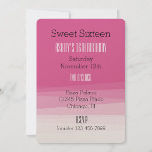 Creamy Pink Ombre Watercolor Sweet Sixteen Invitation