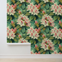Creamy rhododendron flower blossom with petals