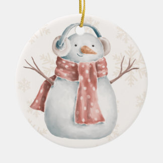 Creamy Snowman Ceramic Ornament