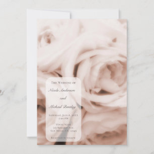 Creamy Soft Blush Pink Roses Elegant Wedding Invitation