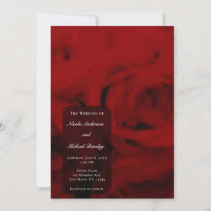 Creamy Soft Red Roses Elegant Minimal Wedding Invitation
