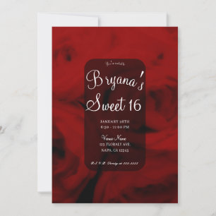 Creamy Soft Red Roses Sweet 16 Birthday Party   Invitation