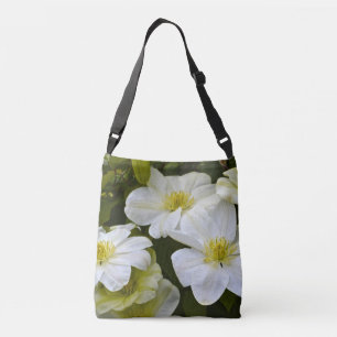 Creamy Soft White Clematis Flower Crossbody Bag