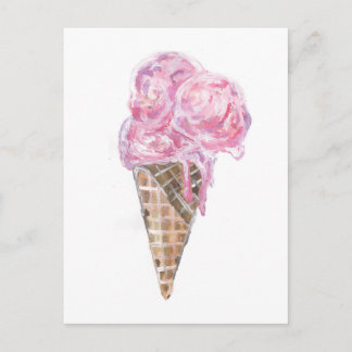 Creamy Strawberry Ice Cream Postcard
