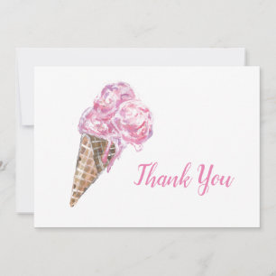 Creamy Strawberry Ice Cream Thank You Card