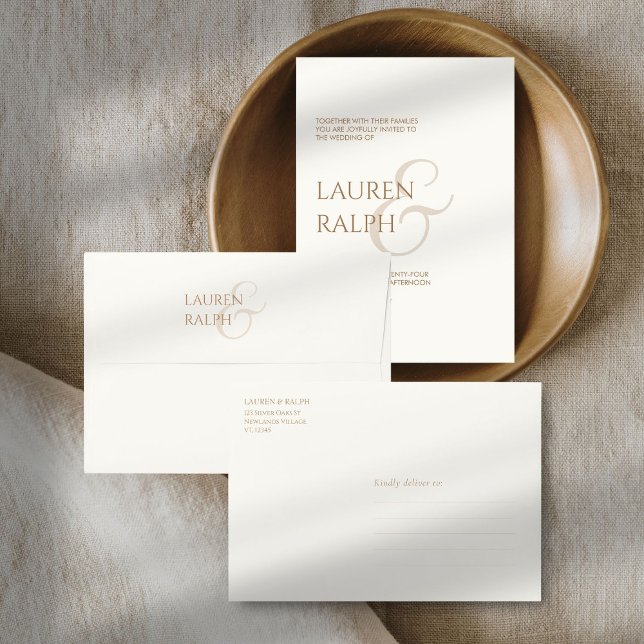Creamy Taupe & Ivory Minimalist Wedding Invitation Envelope (Creator Uploaded)