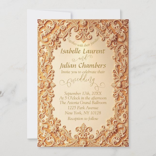 Creamy Victorian Lace Romantic Wedding Invitation (Front)
