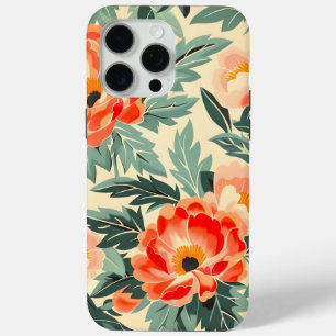 Creamy Vintage Peach Blossom Watercolor iPhone 15 Pro Max Case