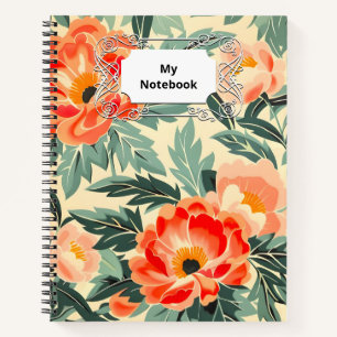 Creamy Vintage Peach Blossom Watercolor Notebook