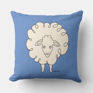 Creamy Whimsical Sheep Throw Pillow