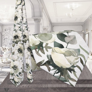 Creamy White Anemones Green Eucalyptus Wedding Tie