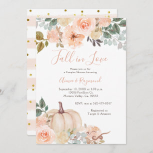 Creamy White Fall in Love Couple Shower Invitation