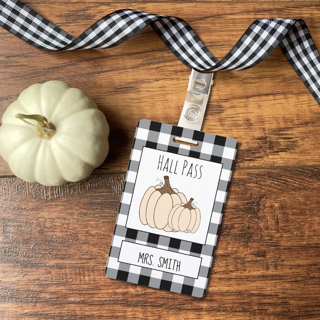 Creamy White Pumpkins Fall Generic Hall Pass ID Badge (Creator Uploaded)