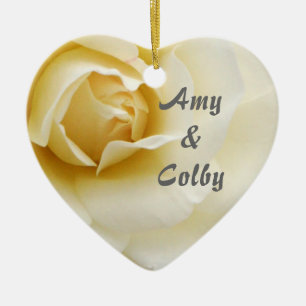 Creamy White Rose Wedding Ornament