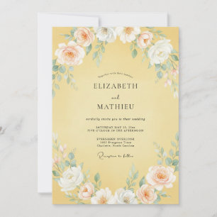 Creamy Yellow Romantic Spring Wedding Invitation