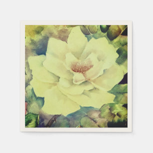 Creamy Yellow Rose Floral Table Napkins