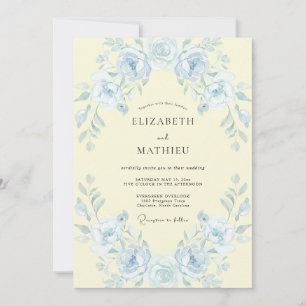 Creamy Yellow Rose Wedding Invitation