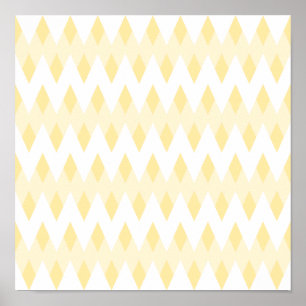 Creamy Yellow Zigzag Pattern with Diamond Shapes. Poster