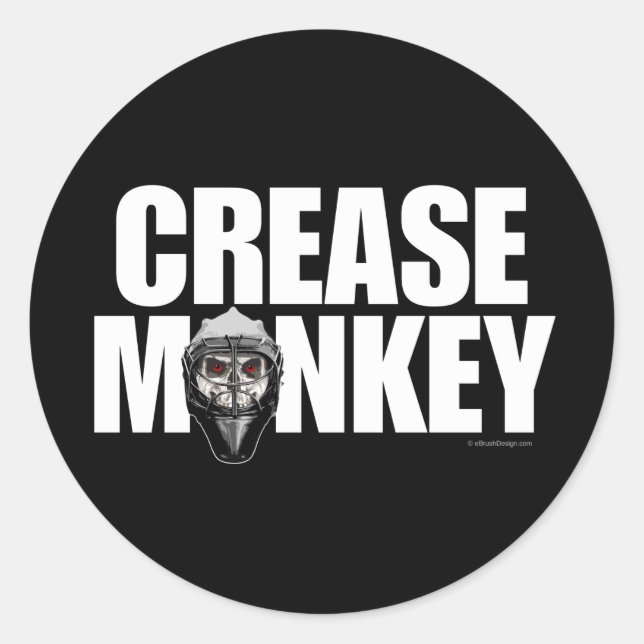 Crease Monkey (Hockey Goalie) Classic Round Sticker (Front)