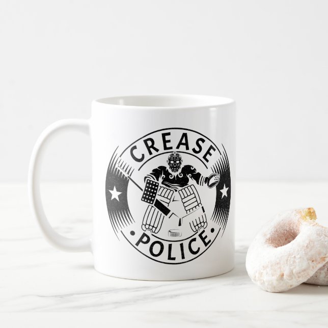Crease Police Hockey Goalie Netminder Coffee Mug (With Donut)