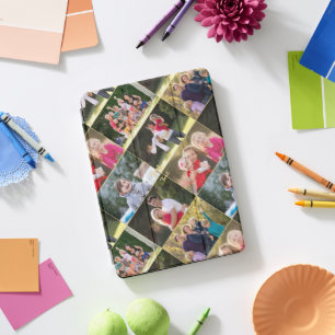 Create 6 Photo Collage Family Kids Monogrammed iPad Pro Cover