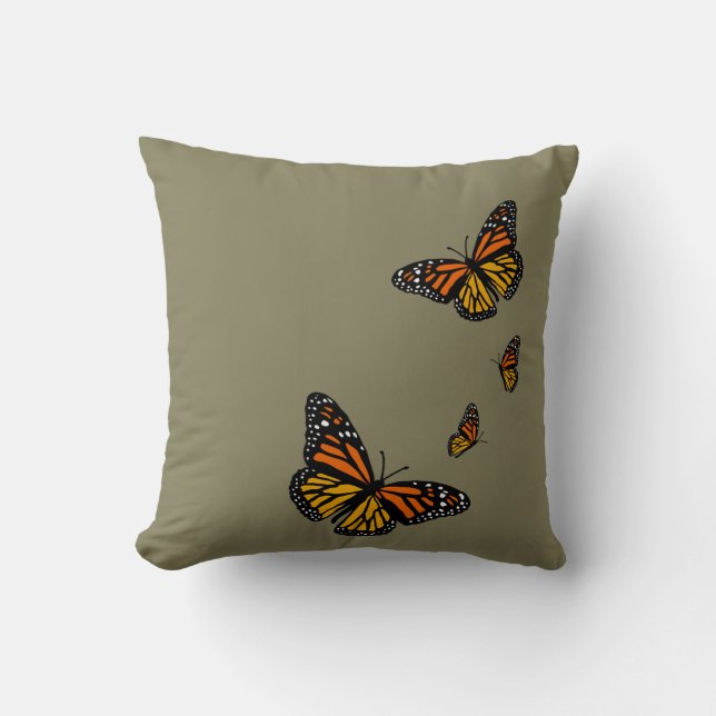 Create a Colour Monarch Butterflies Throw Pillow (Front)
