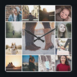 Create a Custom 13 Photo Collage Template Square Wall Clock<br><div class="desc">13 Photo and Text Template .. simply add your own photographs to this great wall clock .. easy to personalise .. customisable photo template clock from Ricaso - perfect gift-ideas</div>