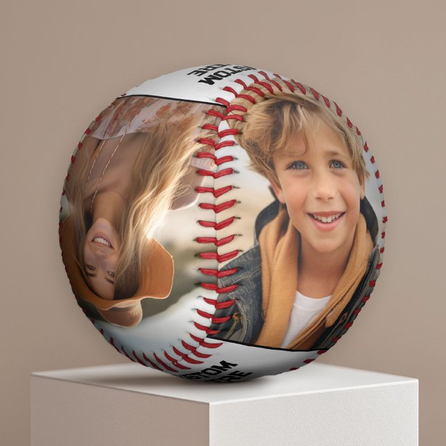 Create a Custom 4 Photo Collage with Text on Top Baseball (Custom Photo Baseball)