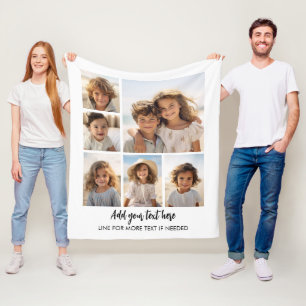 Create a Custom 6 Photo - Modern Minimal Fleece Blanket
