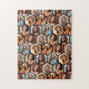 Create a Custom 7 Photo Collage Honeycomb Hexagon Jigsaw Puzzle