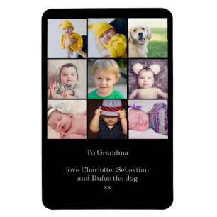 Create a Custom 9 Photo Collage Personalised Magnet