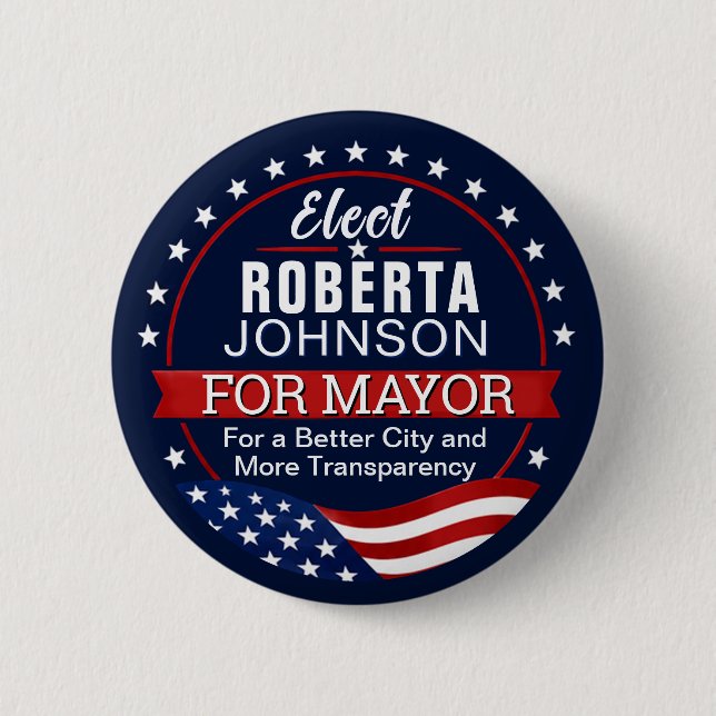 Create a Custom ELection Mayor 6 Cm Round Badge (Front)