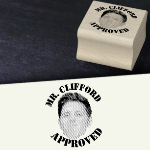 Create A Custom Funny Face Teacher Approval Wooden Rubber Stamp