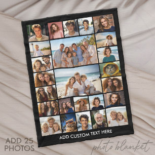 Create a Custom Photo Collage - 25 Photos Fleece Blanket