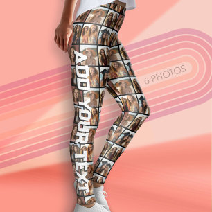 Create a Custom Photo Collage - 6 Photos - Text Leggings