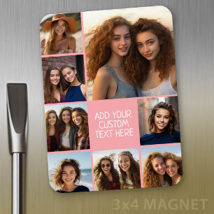 Create a Custom Photo Collage - 8 Photos - coral Magnet