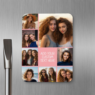 Create a Custom Photo Collage - 8 Photos - coral Magnet