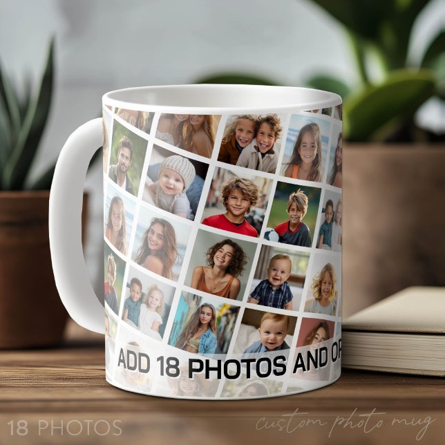 Create a Custom Photo Collage Pattern - 18 Photos Coffee Mug (Custom Photo Mug with Lots of Photos)