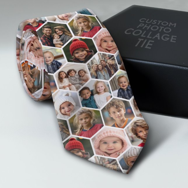 Create a Custom Photo Collage with 12 Photos Tie (Custom Photo Tie - Collage)