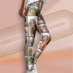 Create a Custom Photo Collage with 14 Photos Leggings