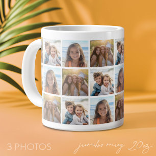 Create a Custom Photo Collage with 3 Photos Large Coffee Mug