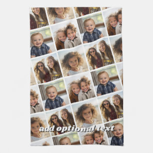 Create a Custom Photo Collage with 4 Photos Tea Towel