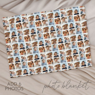 Create a Custom Photo Collage with 6 Photos Fleece Blanket
