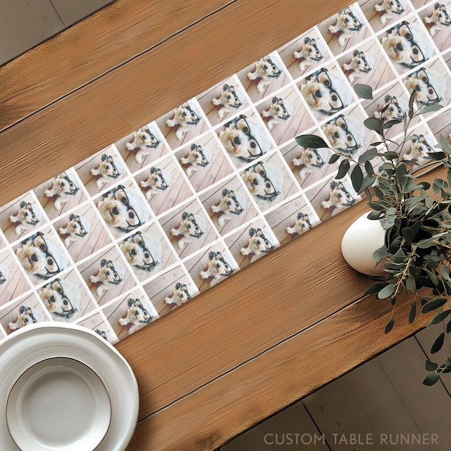 Create a Custom Photo Collage with 6 Photos Short Table Runner (Custom Table Runner)