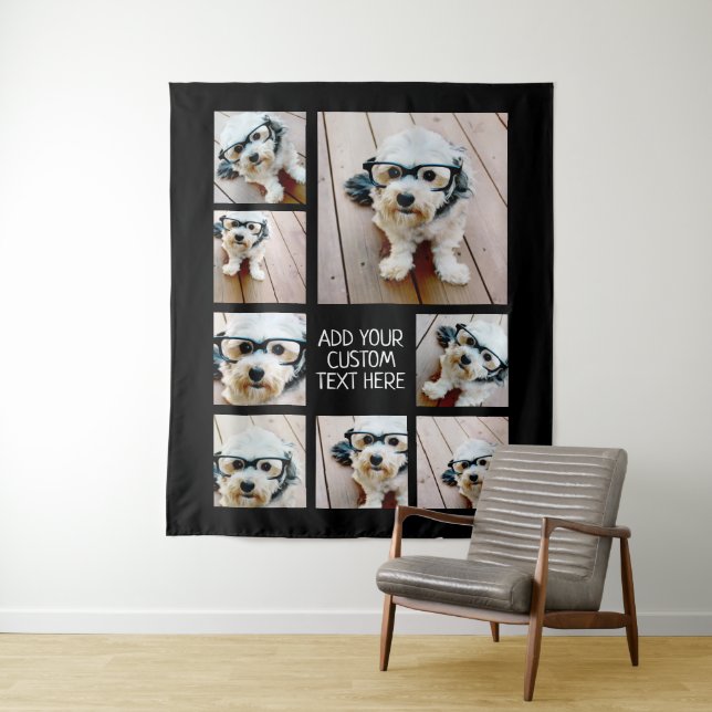 Create a Custom Photo Collage with 8 Photos Black Tapestry (In Situ)